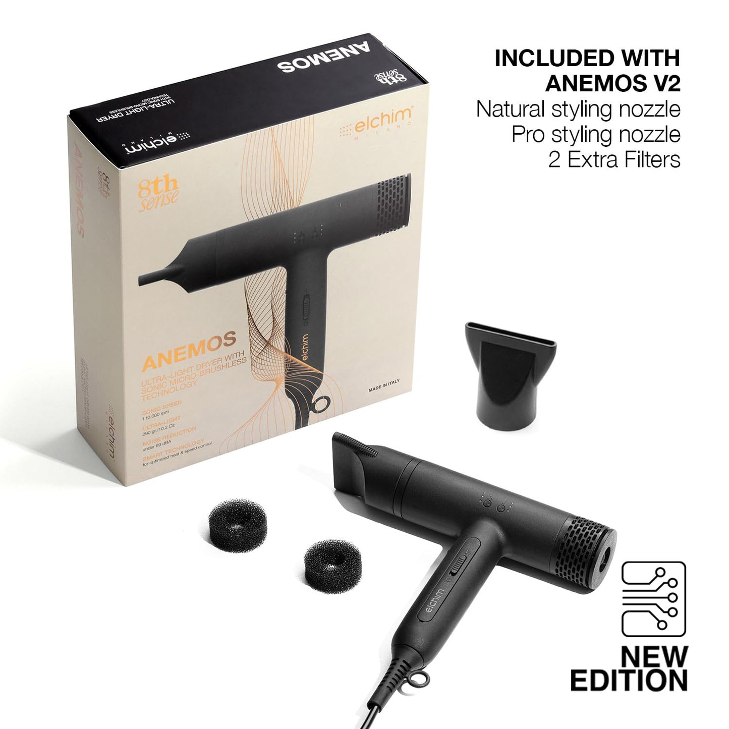 Secador de pelo Anemos Motor digital ultra ligero Elchim