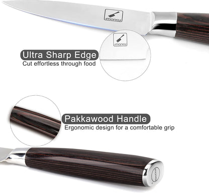 Cuchillo de pelar, 3.5", acero inoxidable, mango Pakkawood.
