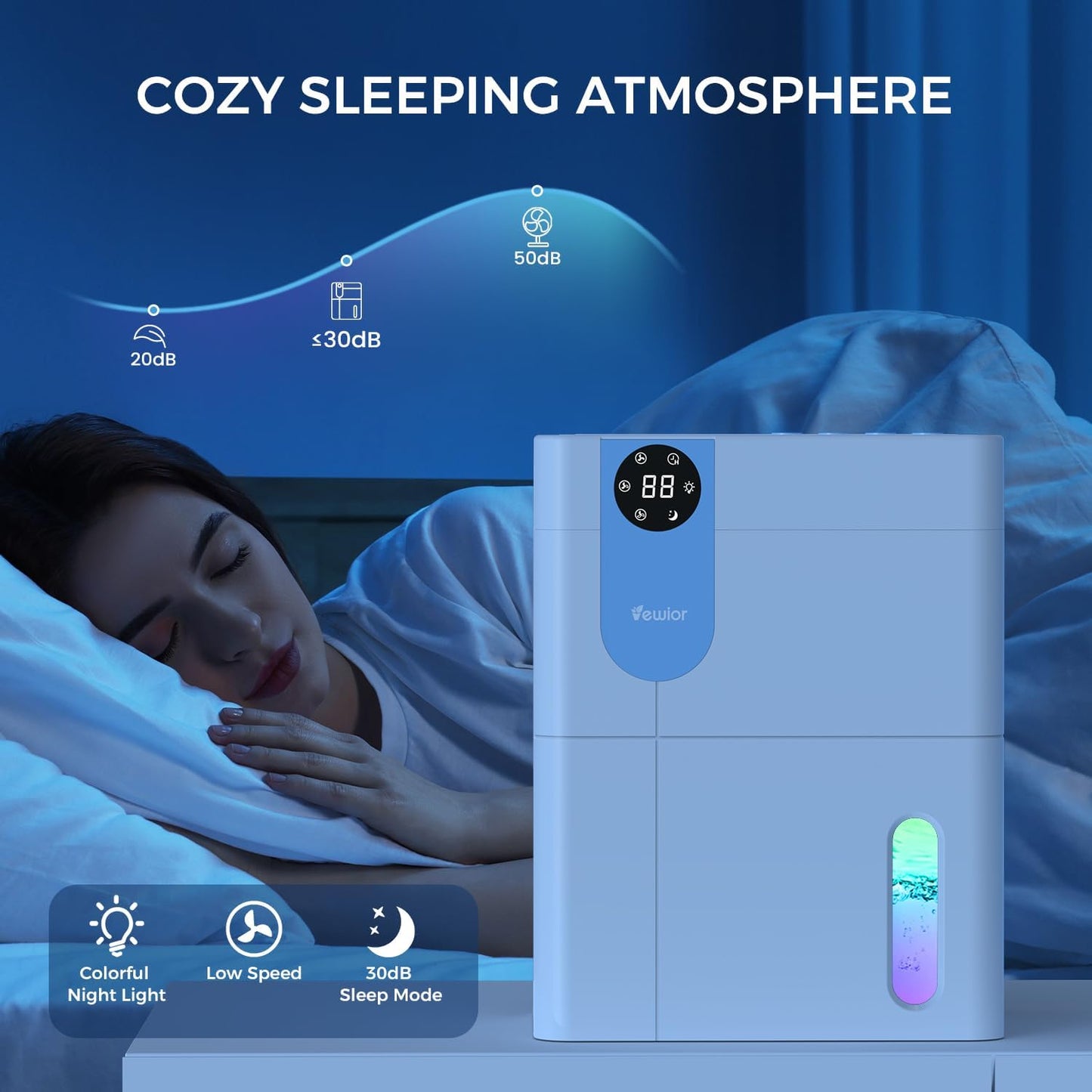 Deshumidificador VEWIOR, 152 onzas, tanque de agua grande.