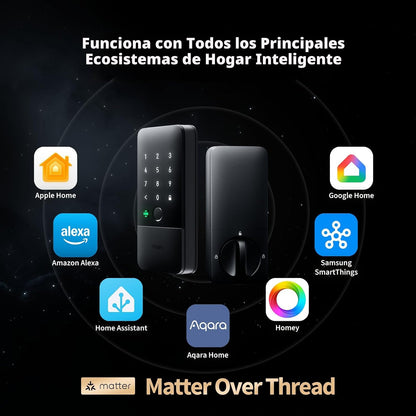 Cerradura Inteligente Aqara U400 DLD06E, Huella Dactilar, Pantalla Táctil.