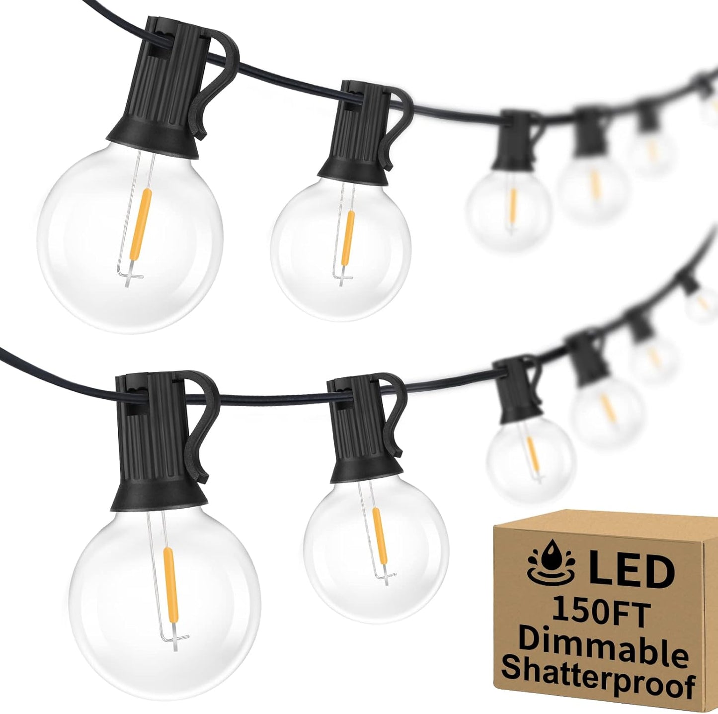 Tira de luces LED G40 de 150 pies para exteriores, impermeables.