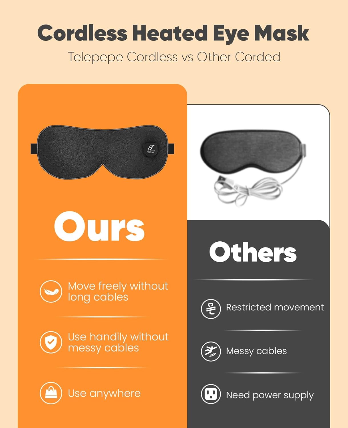 Máscara ocular térmica inalámbrica ojos secos blefaritis