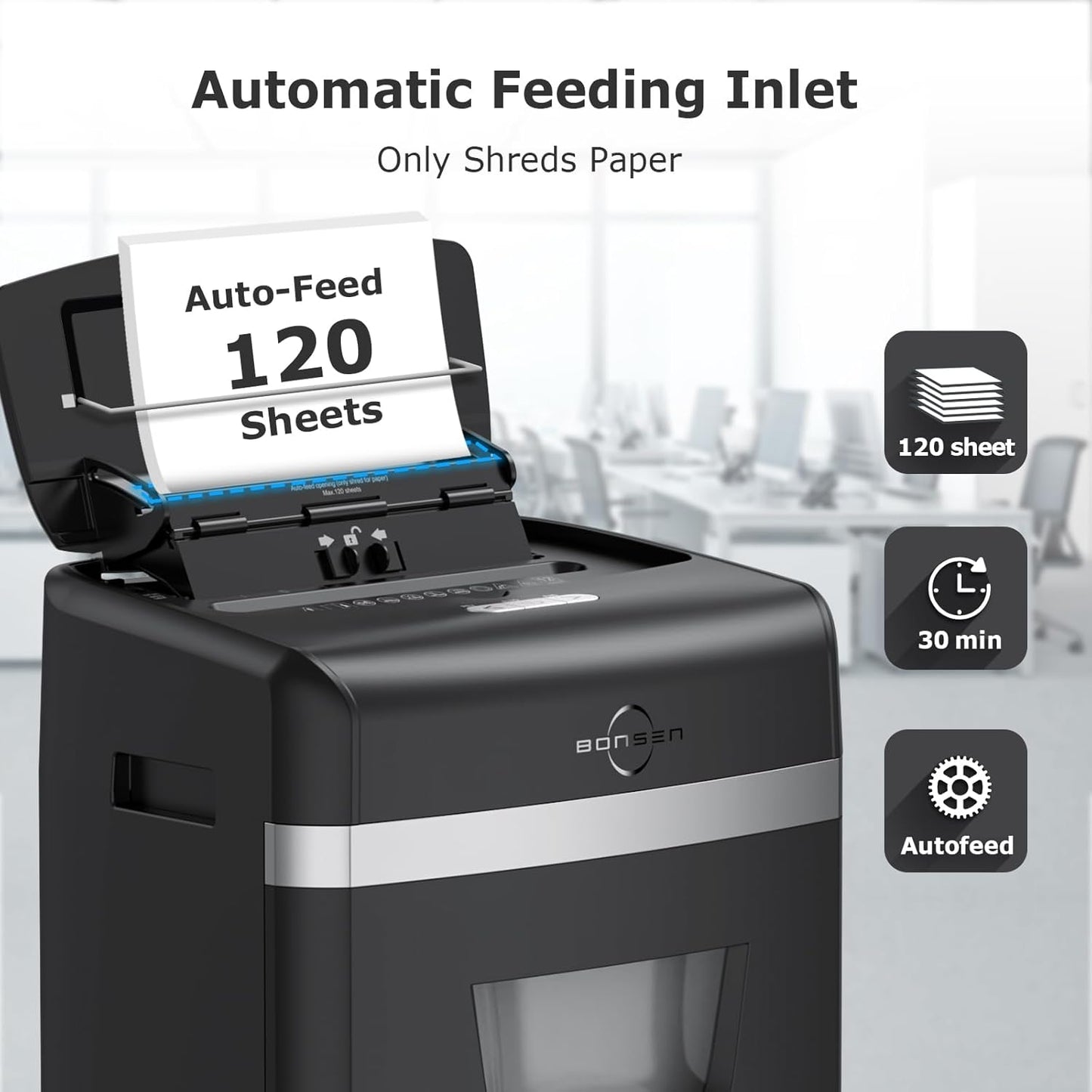 Trituradora de papel para oficina, 5.3 Gal., Bonsen S3110.
