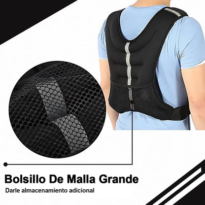 Chaleco de entrenamiento, con peso 5.5 Kgs, arena hierro.
