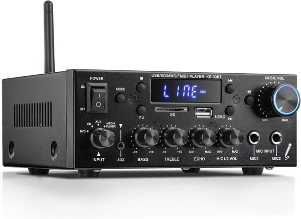 Receptor amplificador de audio estéreo KS-33BT