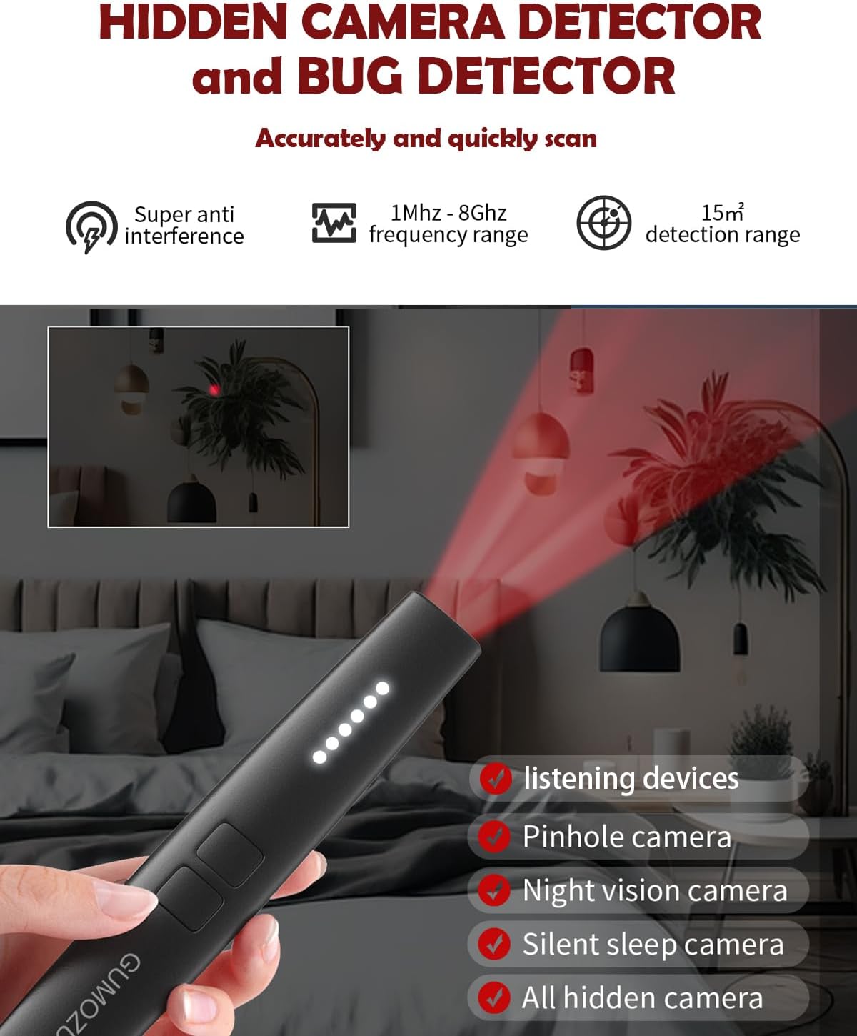 Detectores de cámaras ocultos GUMOZU G9 Pro