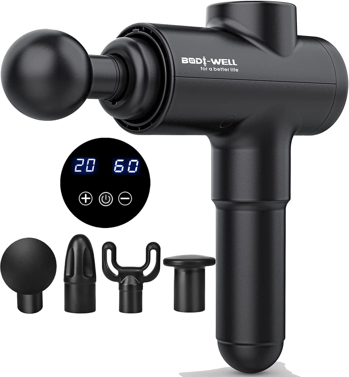 Pistola de masaje de tejido profundo, recargable, 4 cabezales.(USADO).