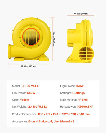 Soplador De Inflable De 680 W Y 750 W VEVOR (USADO)