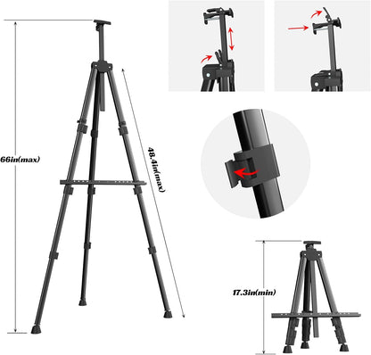 Caballete Para Pintar Lienzo 66” Portátil Metal Ajustable