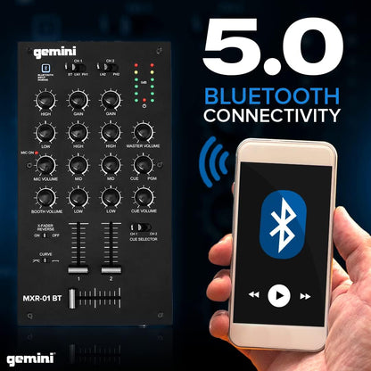 Mezclador DJ Gemini 2 Canales Bluetooth MXR-01BT
