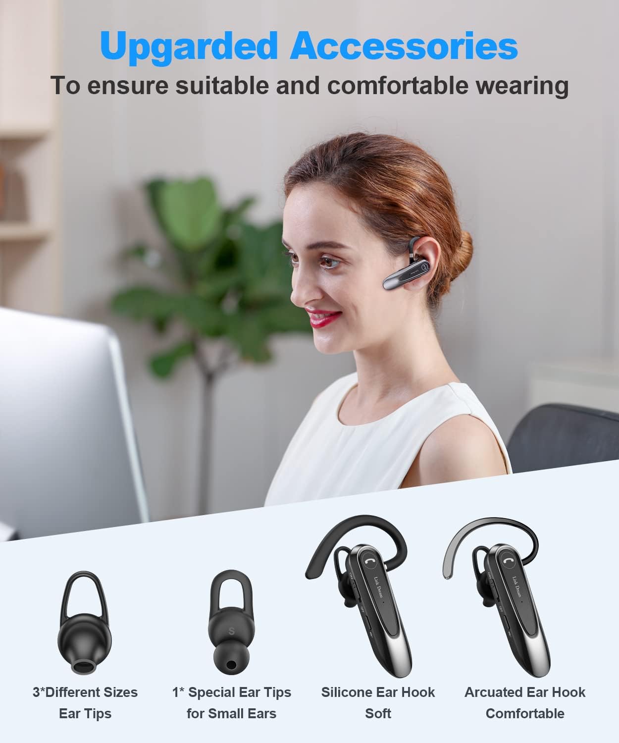 Link Dream - Auricular Bluetooth inalámbrico CVC8.0 para teléfono celular.