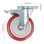 Juego de 6 ruedas giratorias, 5" con freno de bloqueo, 360-1320 lb