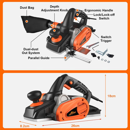 Cepilladora Eléctrica Topshak TS-EP2 900W 14500 RPM Para Madera