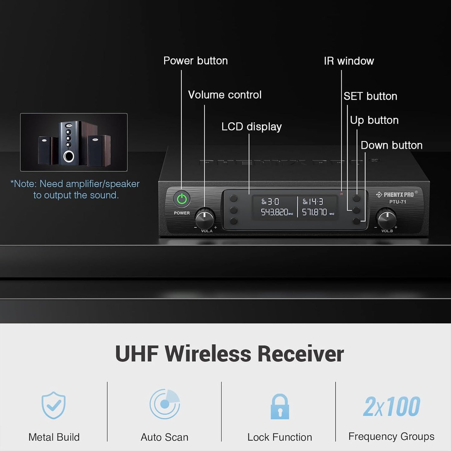 Phenyx Pro Sistema de micrófonos inalámbricos, (USADO).