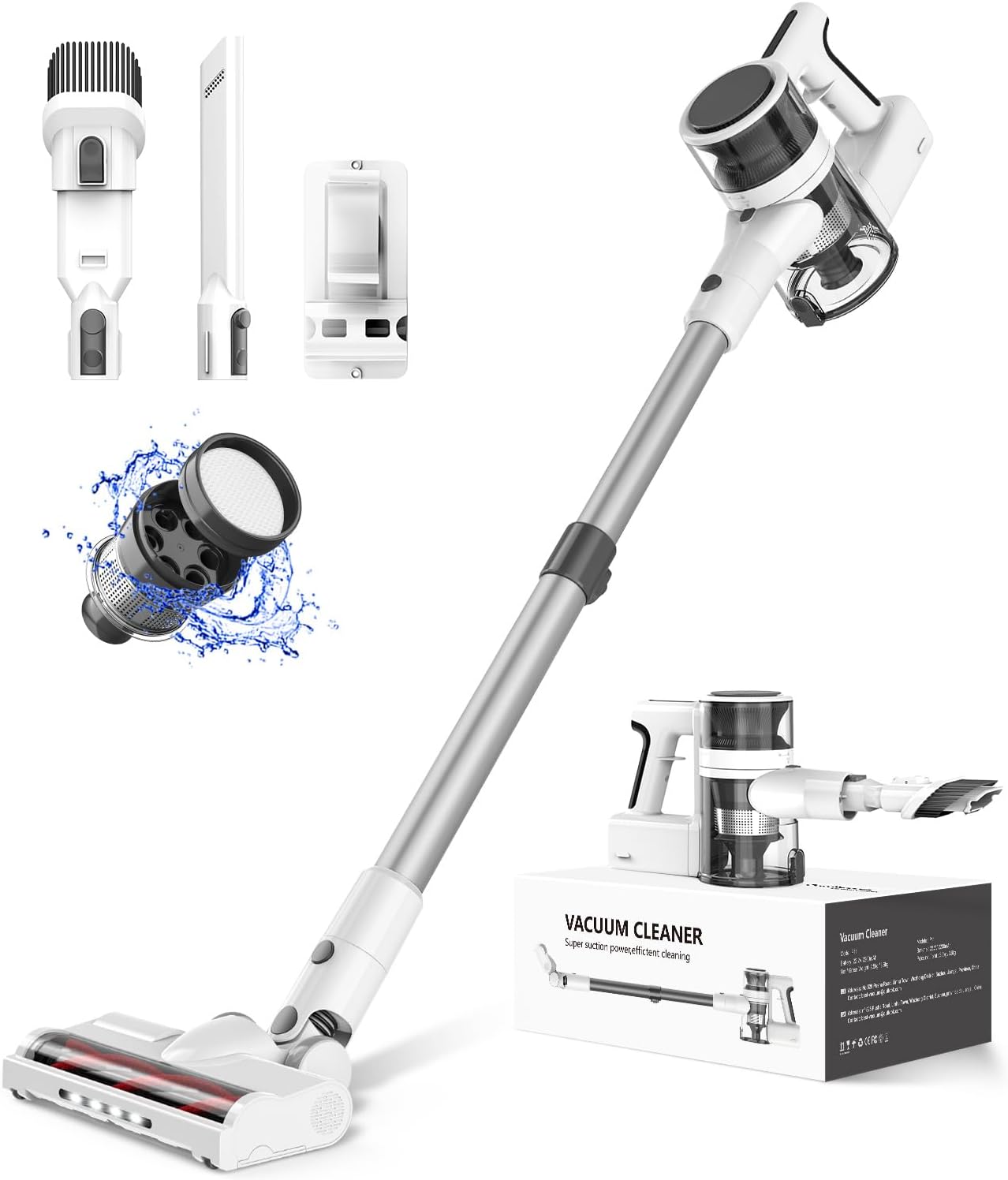 Aspiradora vertical inalámbrica de 2200 MAh, 2 modos ajustables