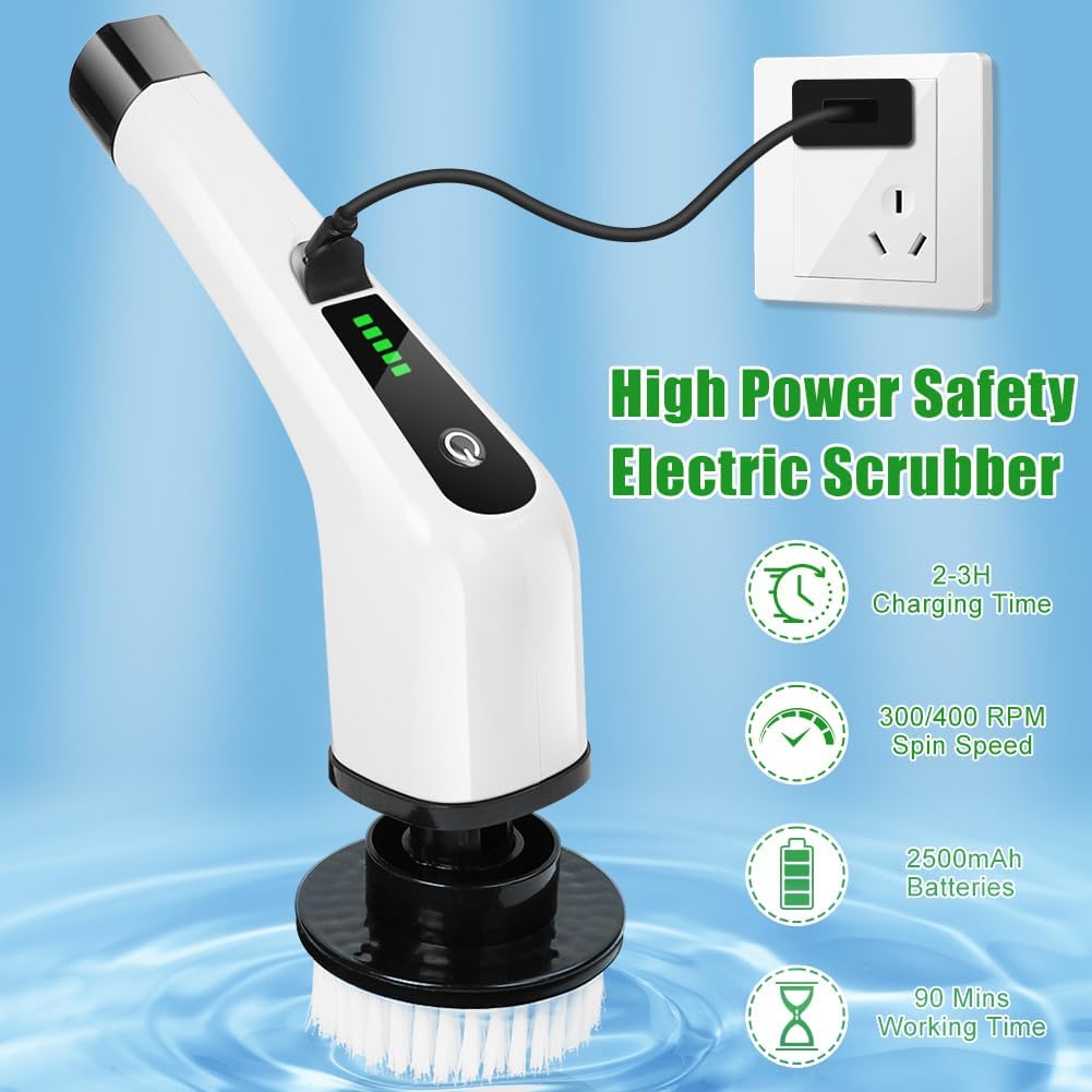 Cepillo eléctrico giratorio OSDUE, inalámbrico, para ducha, con 8 cabezales reemplazables.