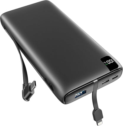 Batería externa Powerbank de 26800 mAh cables integrados (USADO)