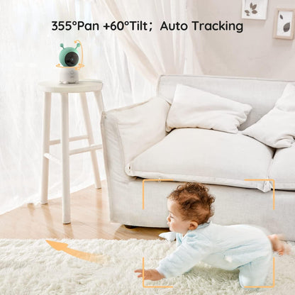 Monitor de vídeo para bebé BOIFUN, 5" y 2 cámaras, 2K Wi-Fi 2,4 GHz.