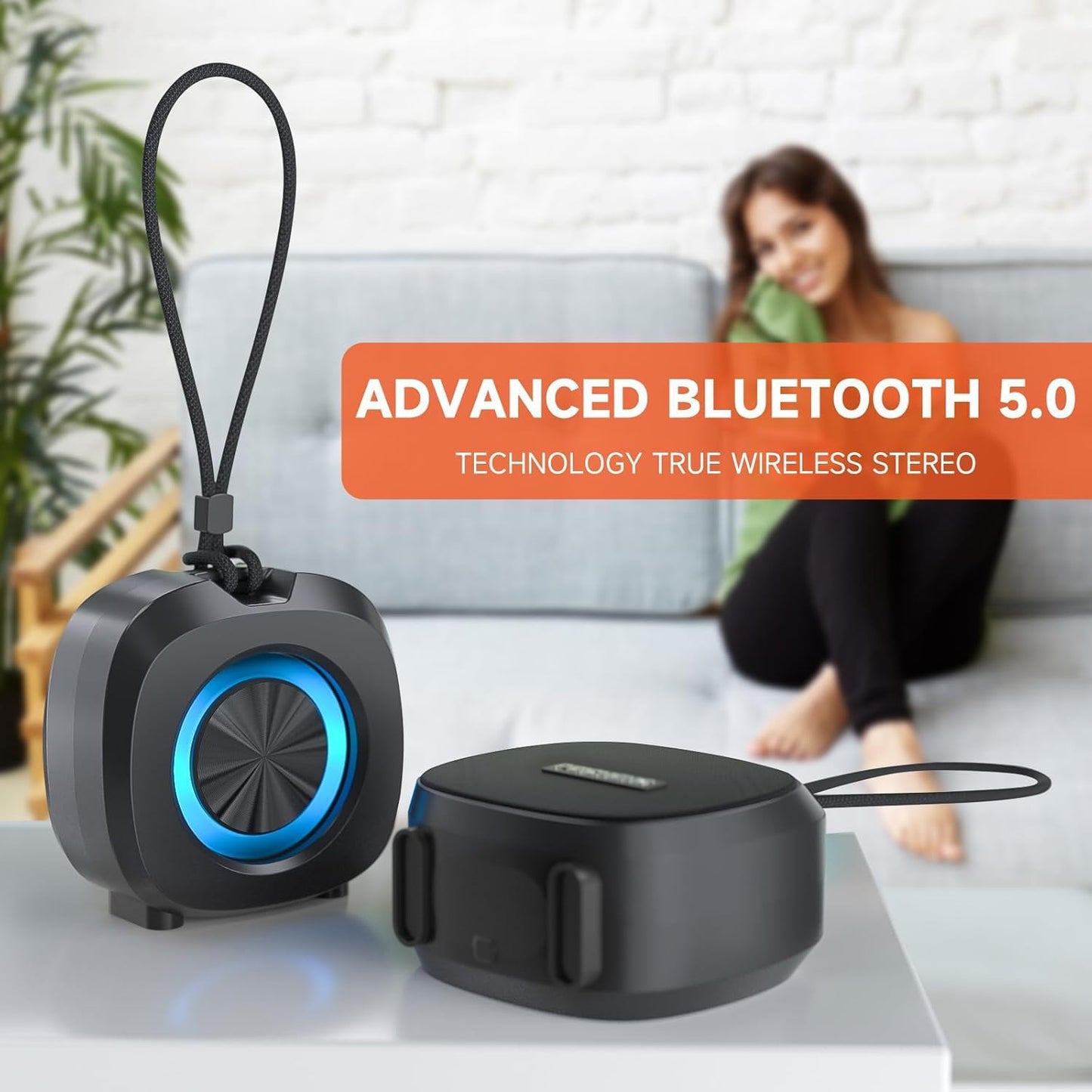 Altavoz pequeño portátil Bluetooth inalámbrico IPX5 impermeable.