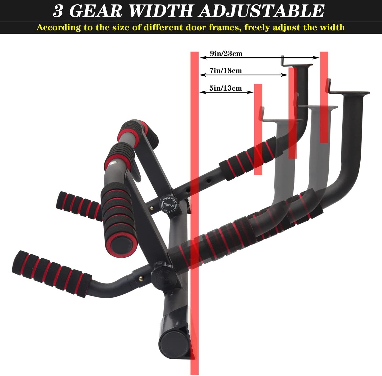 NEWAN Barra de ejercicio para puerta, ancho ajustable.