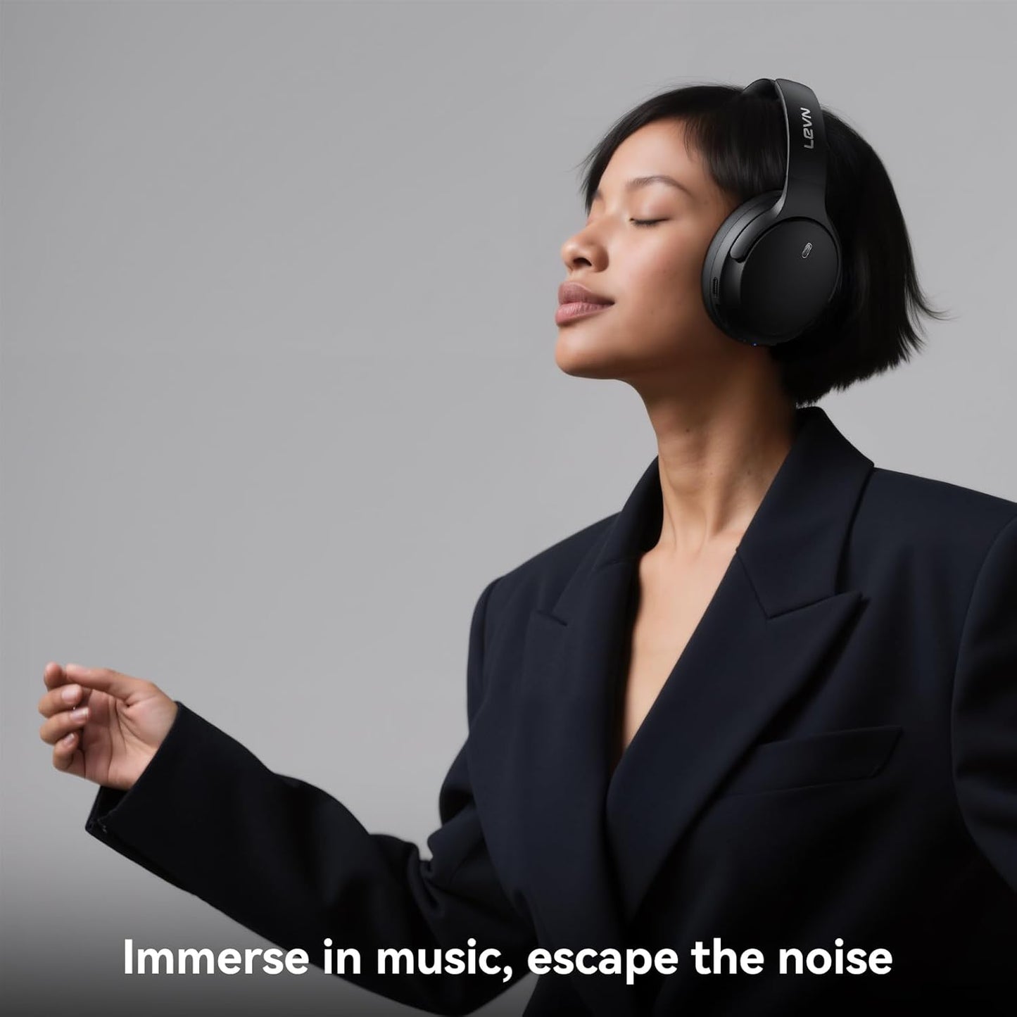 LEVN - Auriculares híbridos con cancelación de ruido, auriculares inalámbricos Bluetooth 5.4.