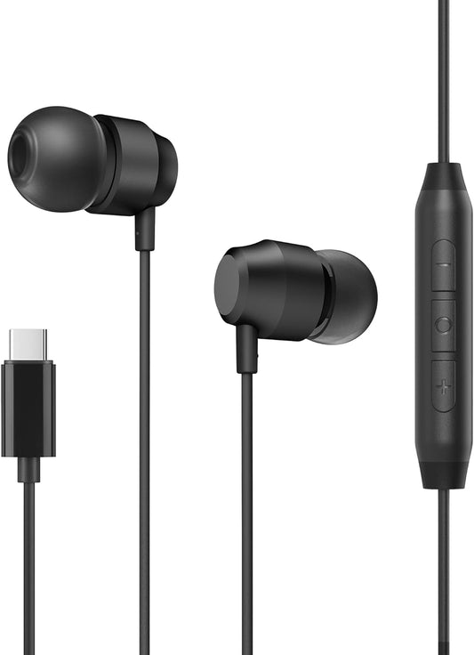 Auriculares USB C con cable, magnéticos, micrófono, manos libres.