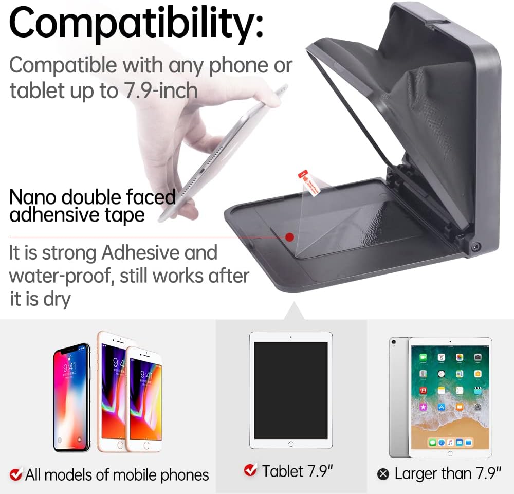 Teleprompter portátil para iPad, tablet, smartphone, cámara réflex.