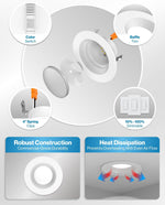 Luces LED empotrables de 4",  660 LM, 11 W  27k-5k Sunco 24 pack