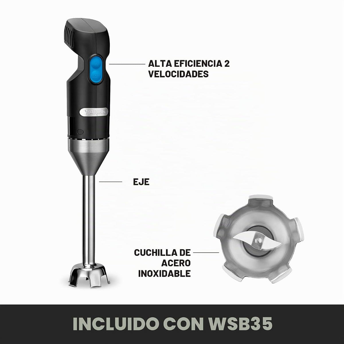 Licuadora de inmersión Waring Commercial Quik Stix de uso comercial usada — vista 4