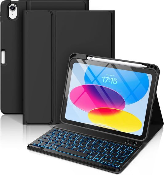 Funda para iPad de 11ª y 10ª gen. con teclado, 7 colores , inalámbrico.
