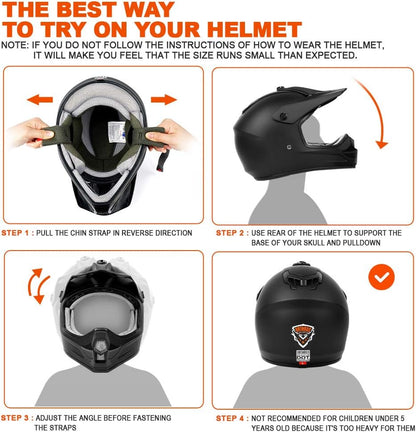 Casco juvenil Orthrus, certificado DOT para motocross, talla L (DETALLE)