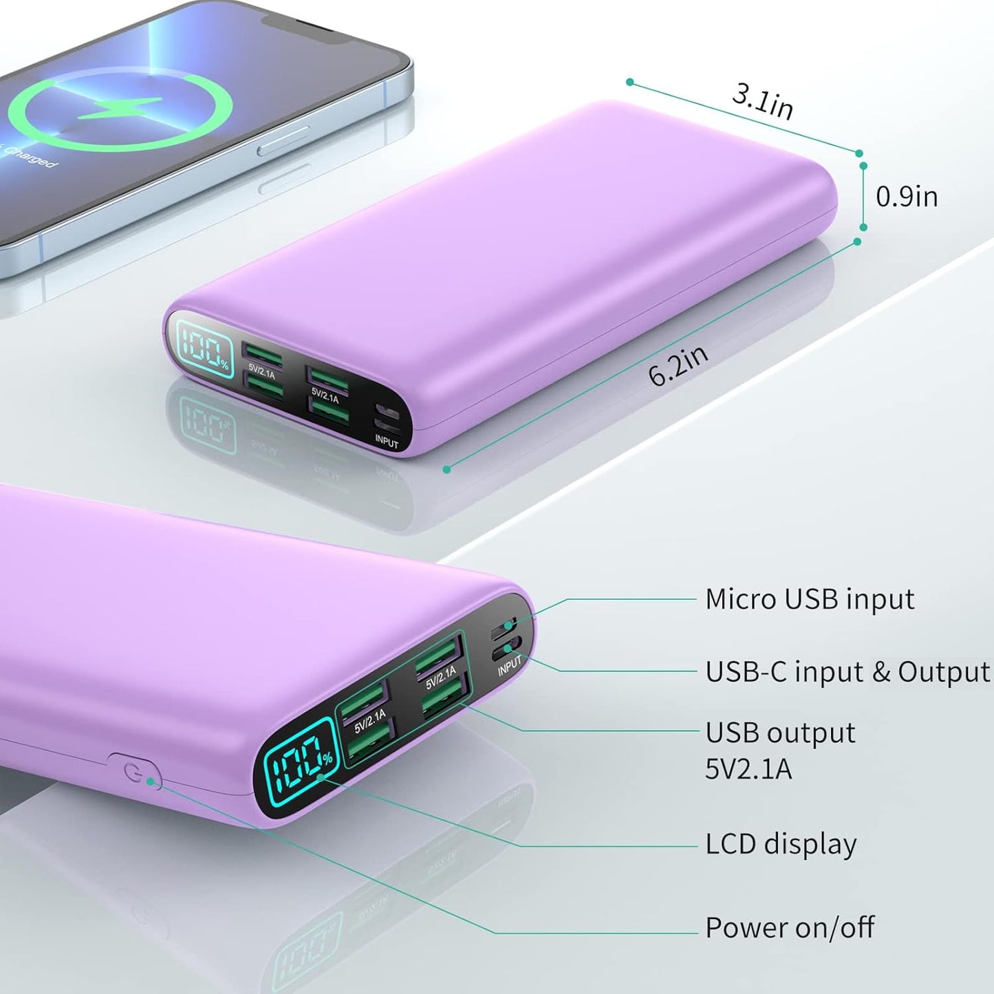Bateria Externa Portatil HX200K1 con 5 Salidas y 2 Entradas