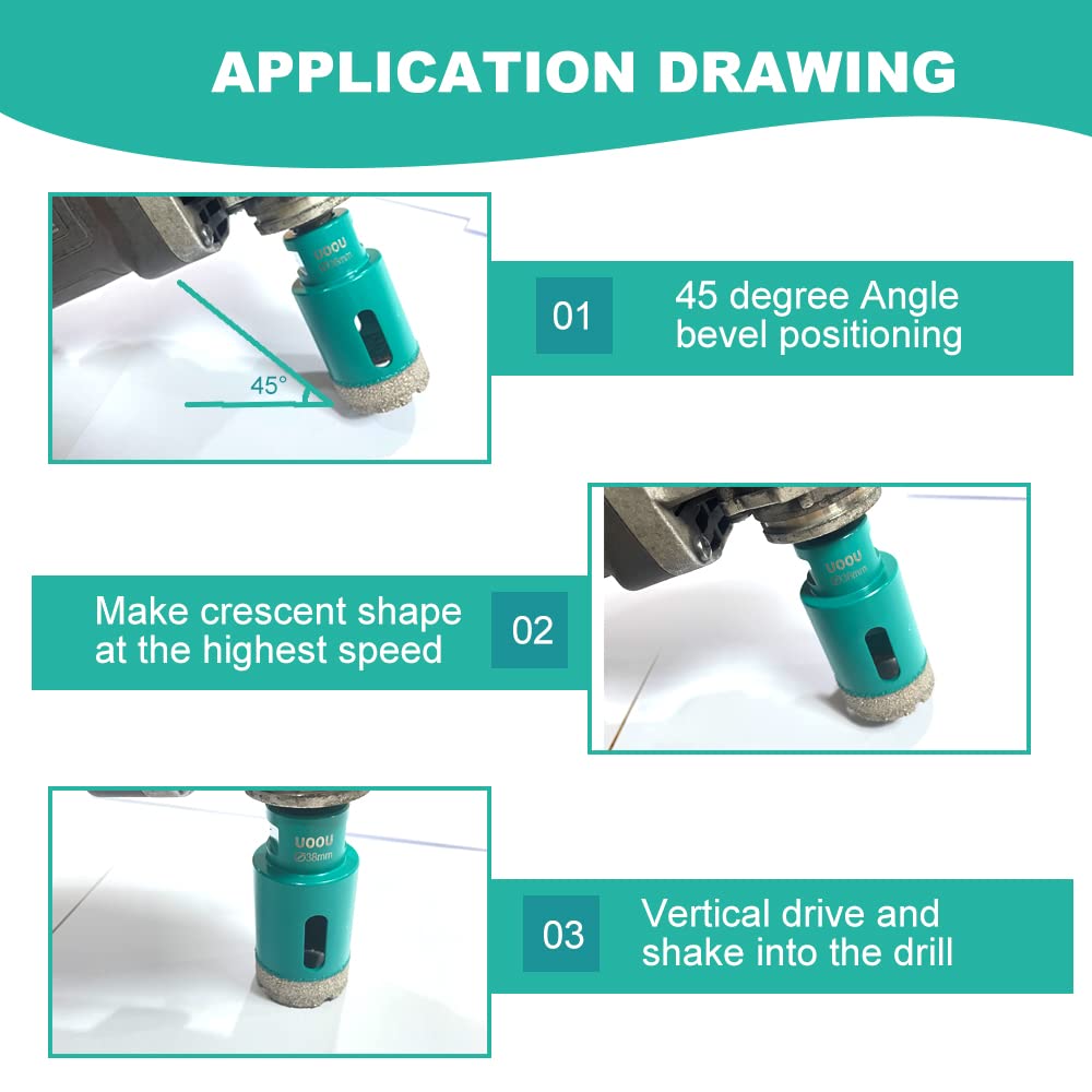 Kit de 6 brocas, diamante, p/sierras de corona, perfora azulejos.