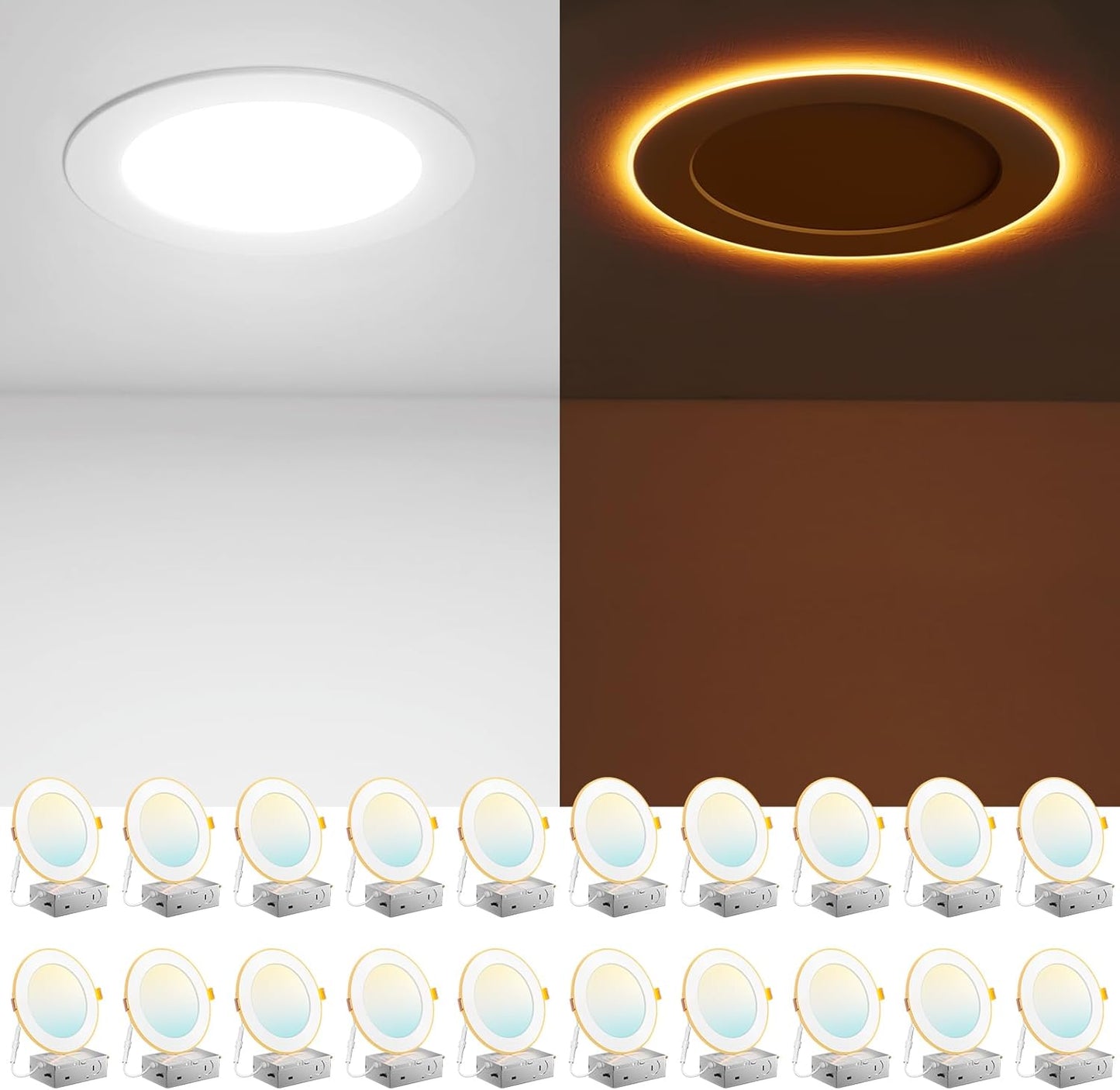 Amico Paquete 20 luces LED empotrables ultrafinas 6"5CCT 1