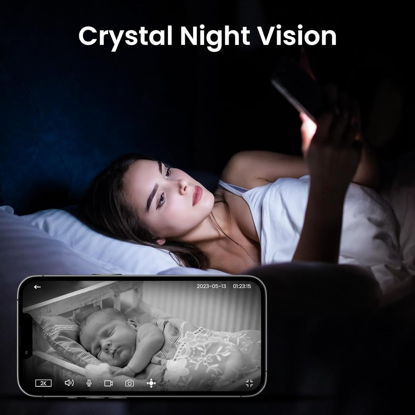 Cámara de seguridad para interiores, 2 K, 360°, WiFi para seguridad del hogar, Cinnado