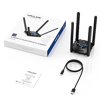 Adaptador USB WiFi 6 WAVLINK AX5400 de largo alcance para PC y portátil.