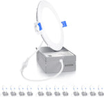 Luces LED empotrables de techo 4" 6000K, 12 PACK ultra finas. Ensenior