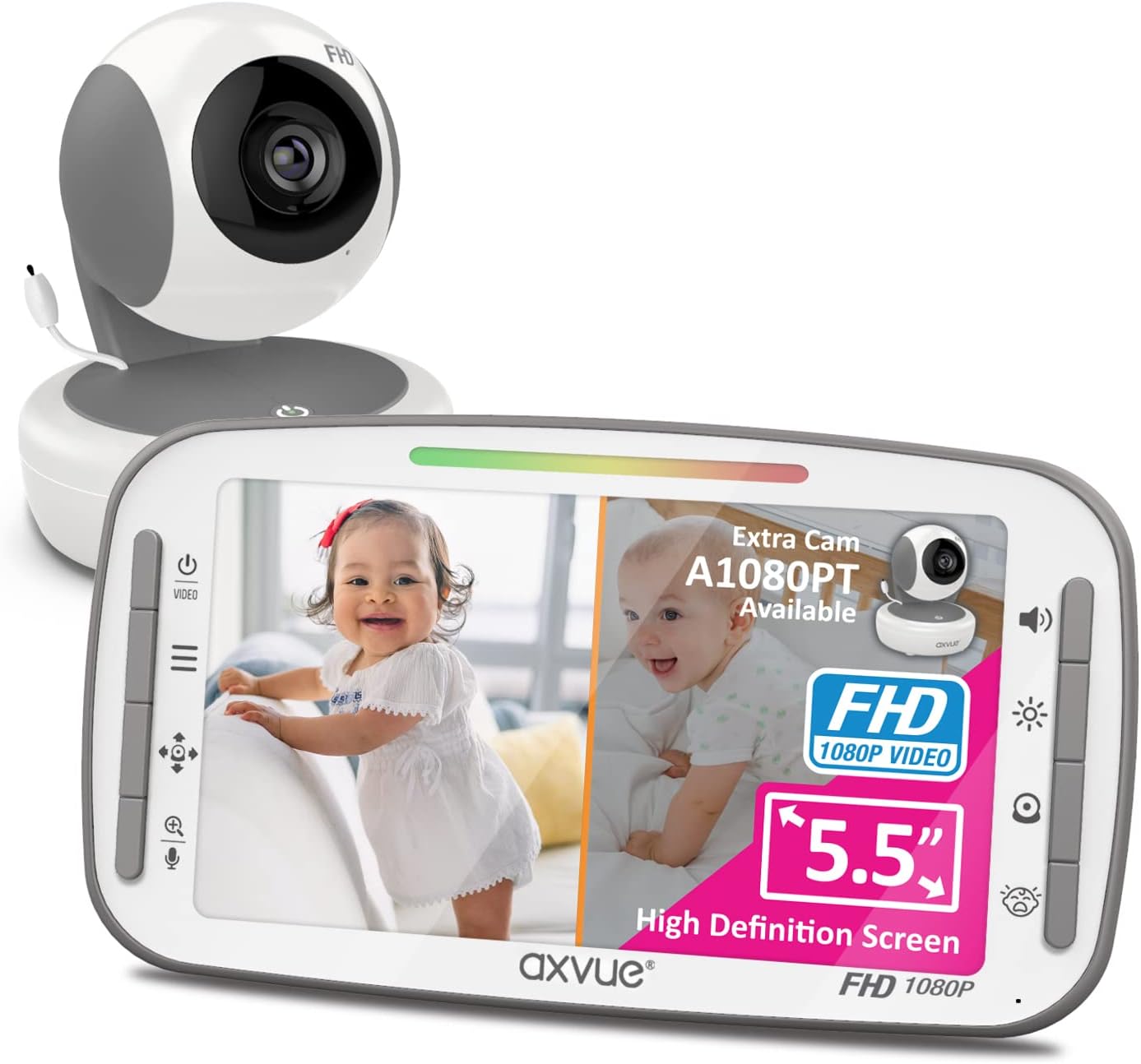 Monitor de video para bebé, Full HD de 1080P,  monitor IPS de 5.5".