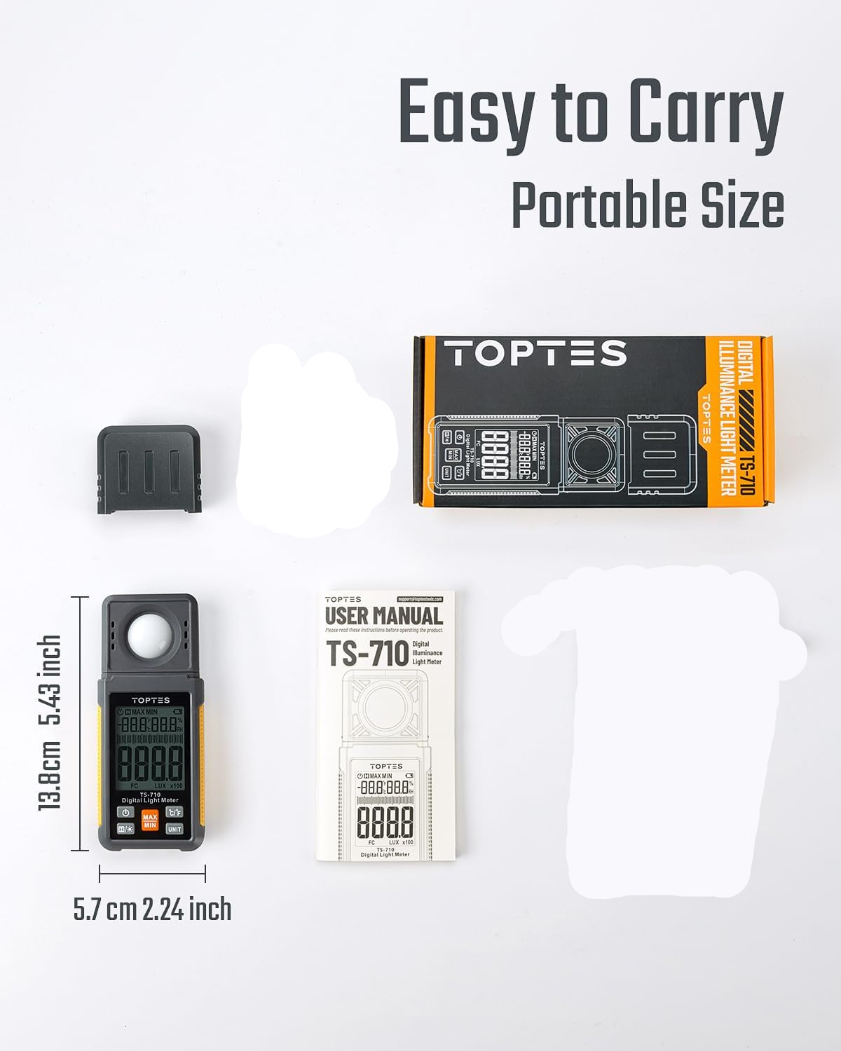 TopTes TS-710 Medidor de luz, medidor de velas lux/pie.