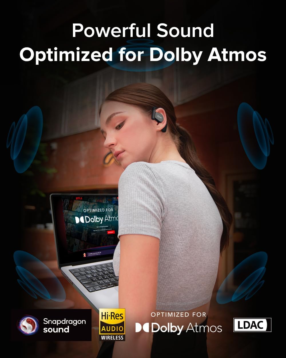 Auriculares de oído abiertos Cleer ARC 3 funda inteligente