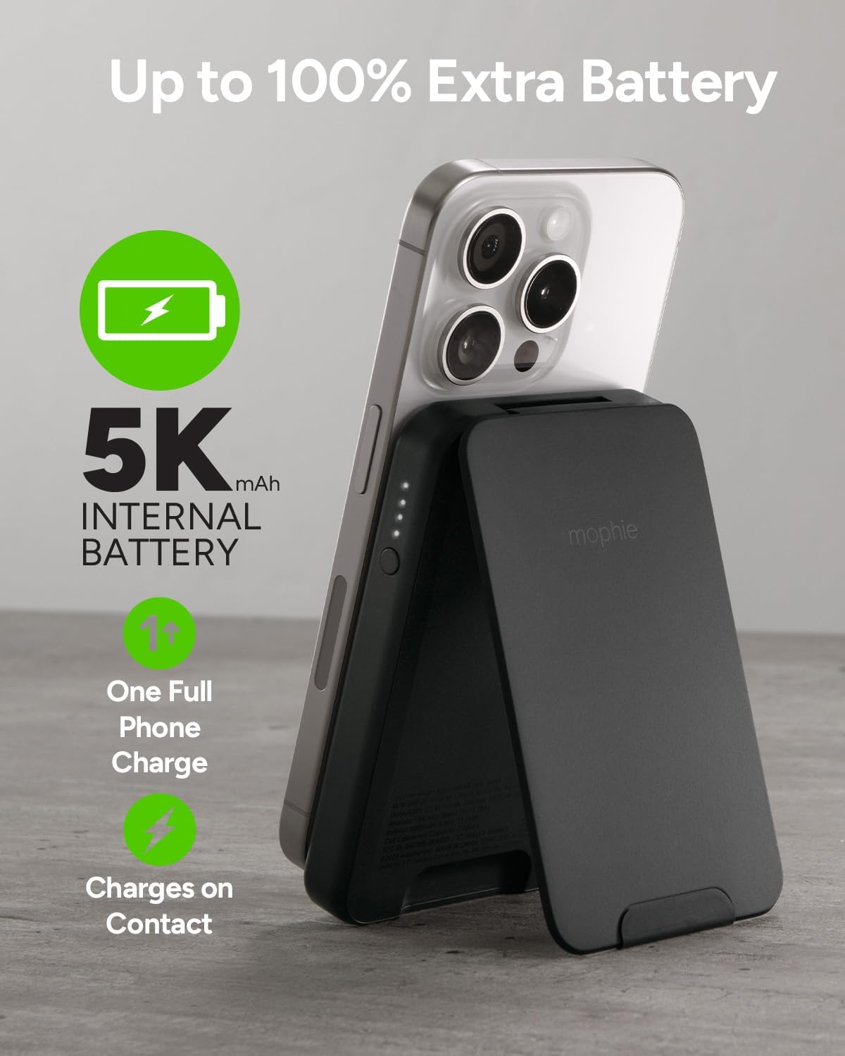 Cargador magnético Mophie Snap+ Juice Pack Mini con Soporte 5000 mAh