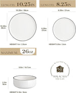 Vajilla Porcelana 12 Piezas Set 4 Blanco Borde Negro MALACASA