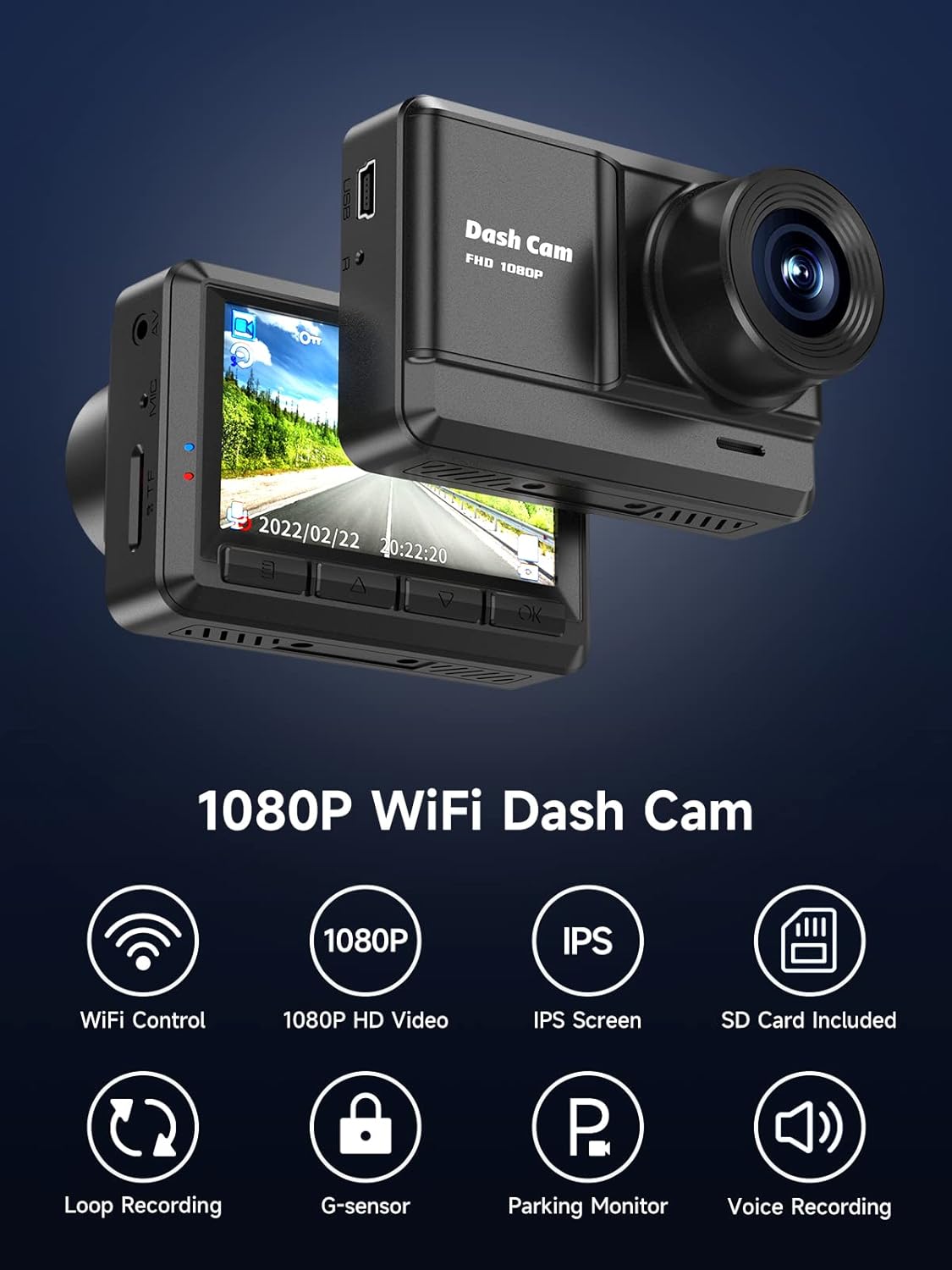 Dash Cam, FHD 1080P, WiFi,Camara para automovil.
