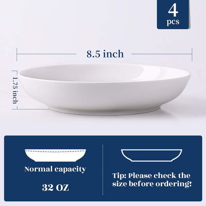 Platos de porcelana fina 32 Oz 5 pza Pasta Sopa Blanco