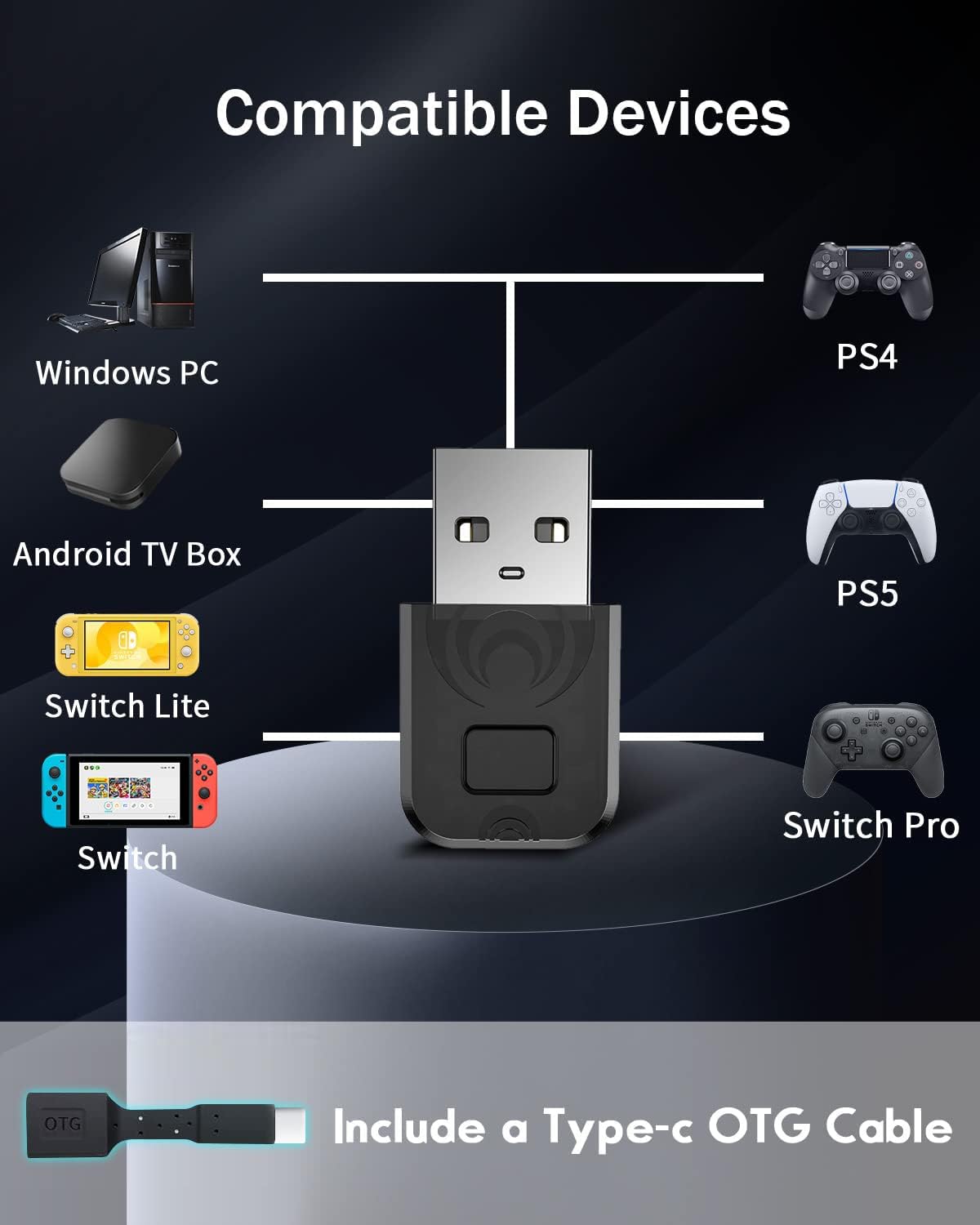 Adaptador de control inalámbrico AOLION