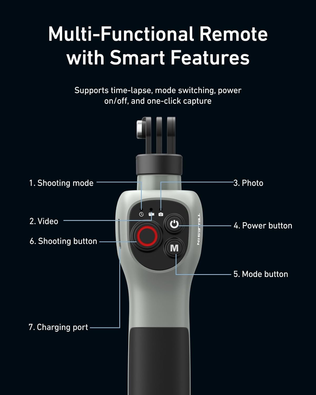 Palo selfie submarino, Bluetooth para GoPro Hero (13-12-11-10-9-8)