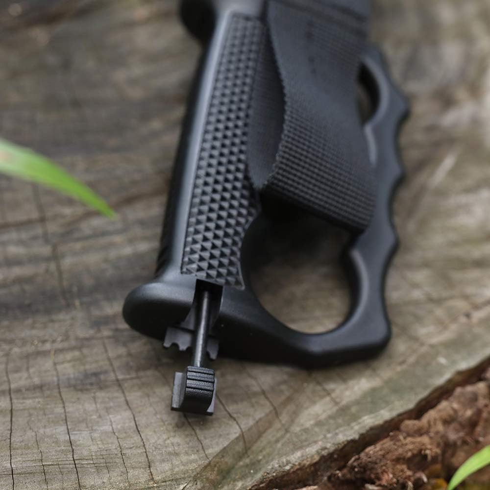 Cuchillo de hoja fija con vaina táctica, iniciador de fuego, rompe vidrio.