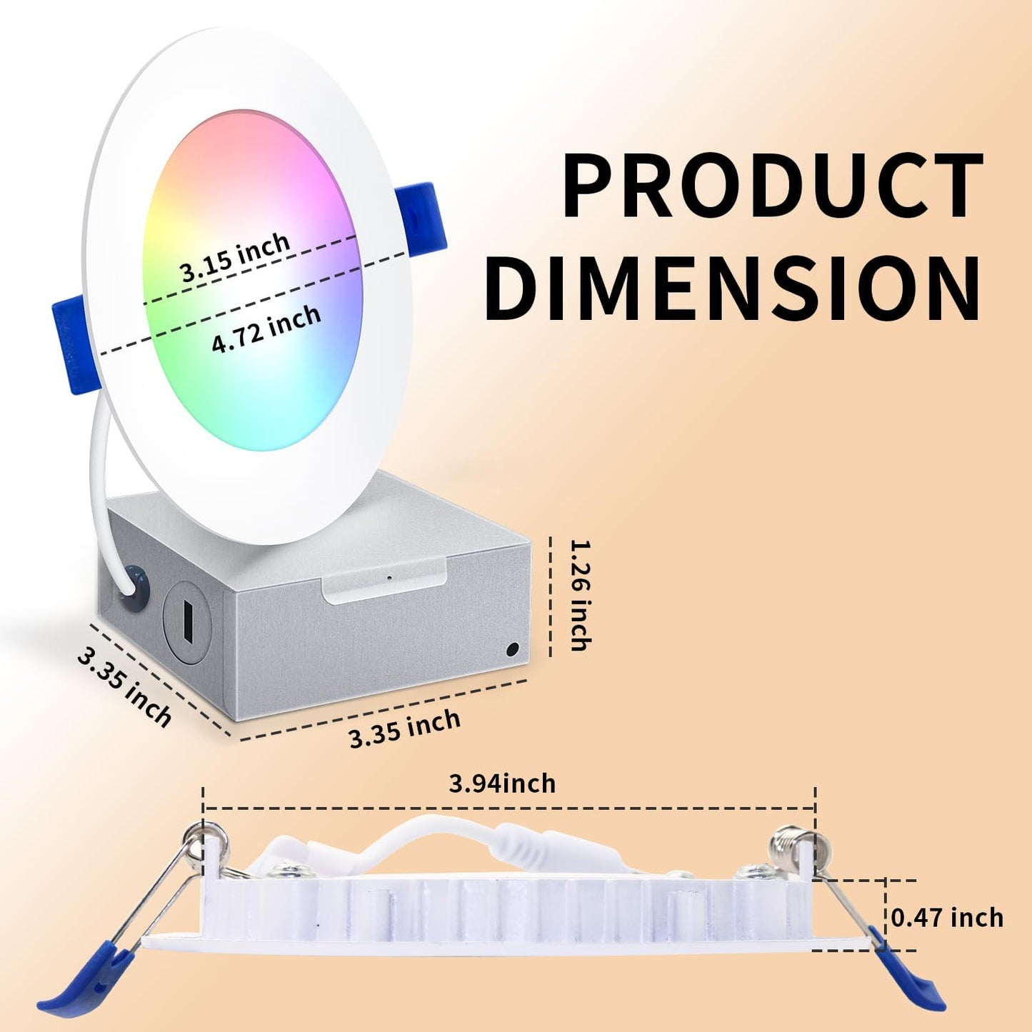 Iluminación LED, inteligente, empotrable, Peteme 4", 6 pack.