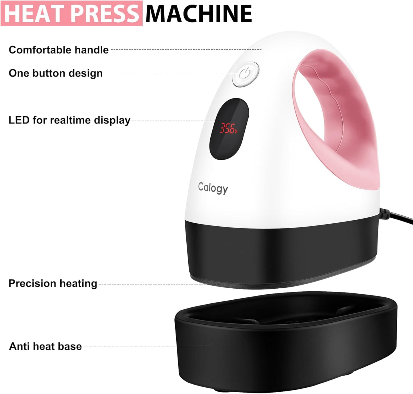 Calogy Mini prensa de calor, máquina de transferencia de calor.