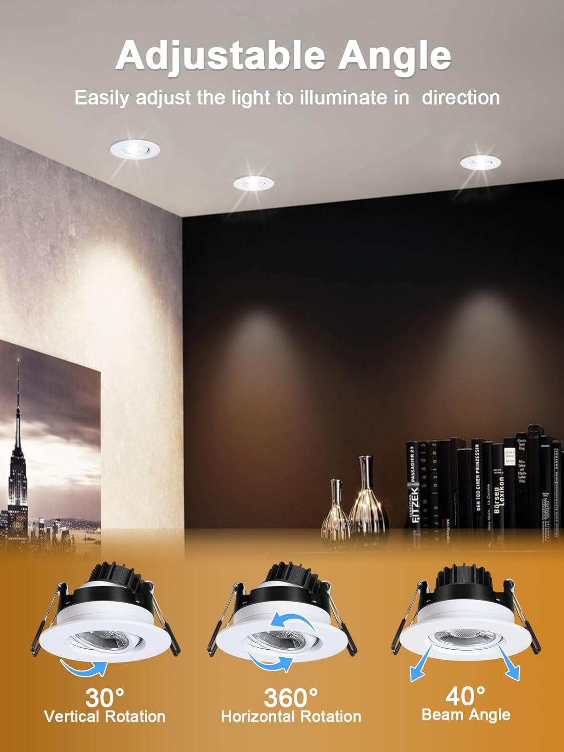 Foco (6) giratorio de cardán empotrado 5 CCT Y 3 CCT  3" lámpara de techo